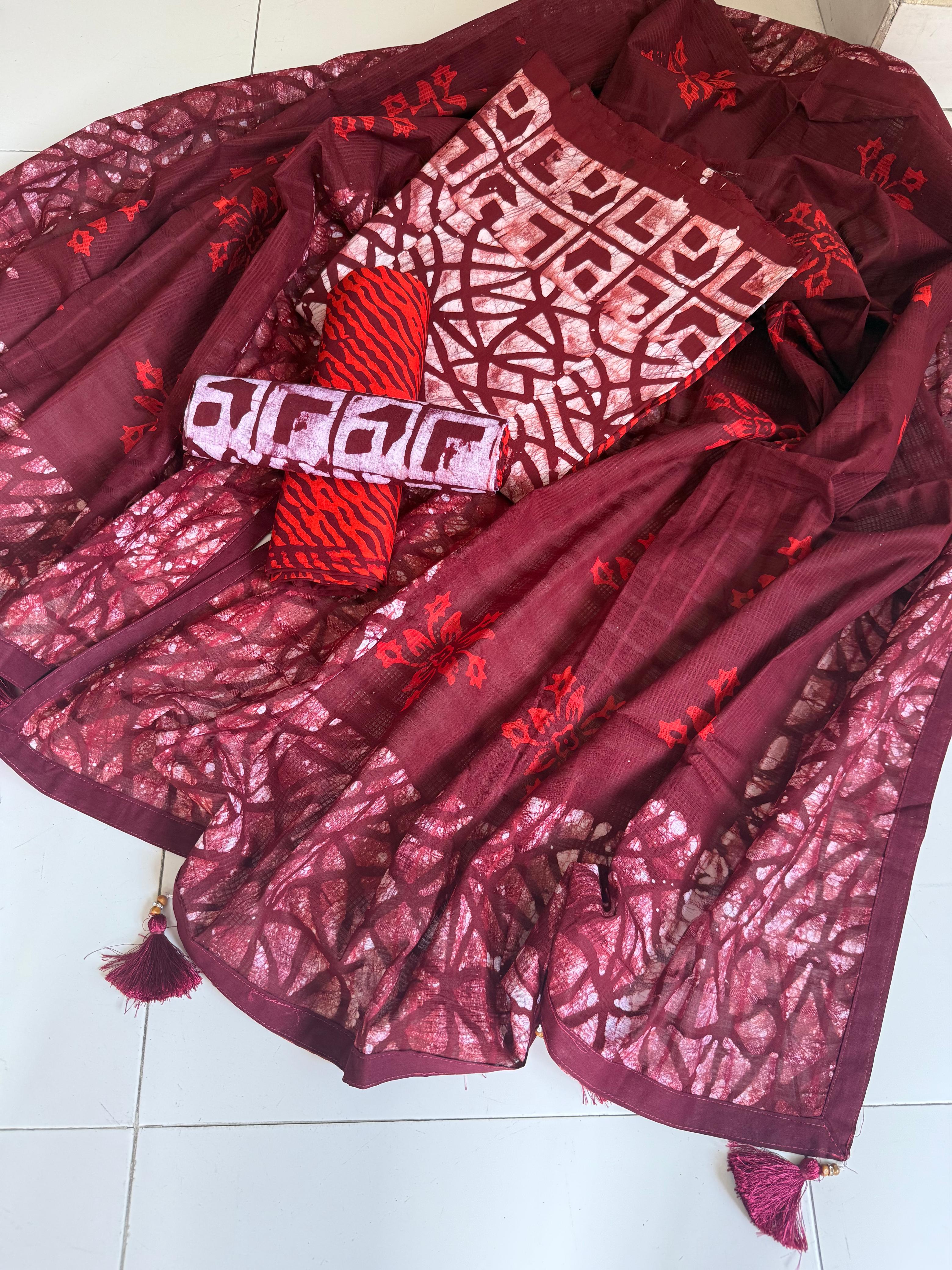Batik Unstitch three piece