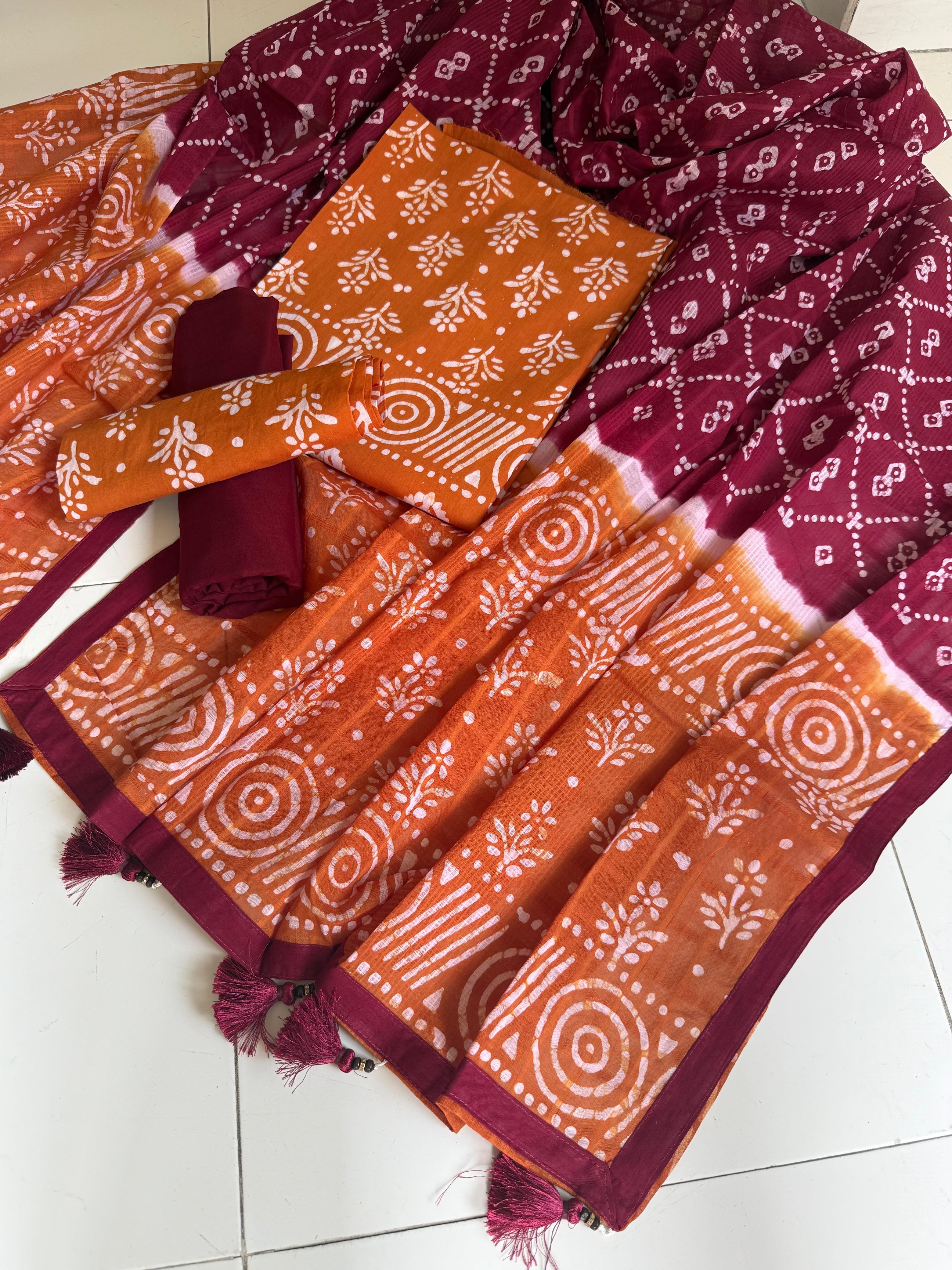 Batik Unstitch three piece